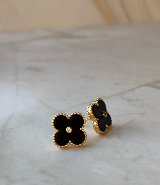Black Clover Stud Earrings