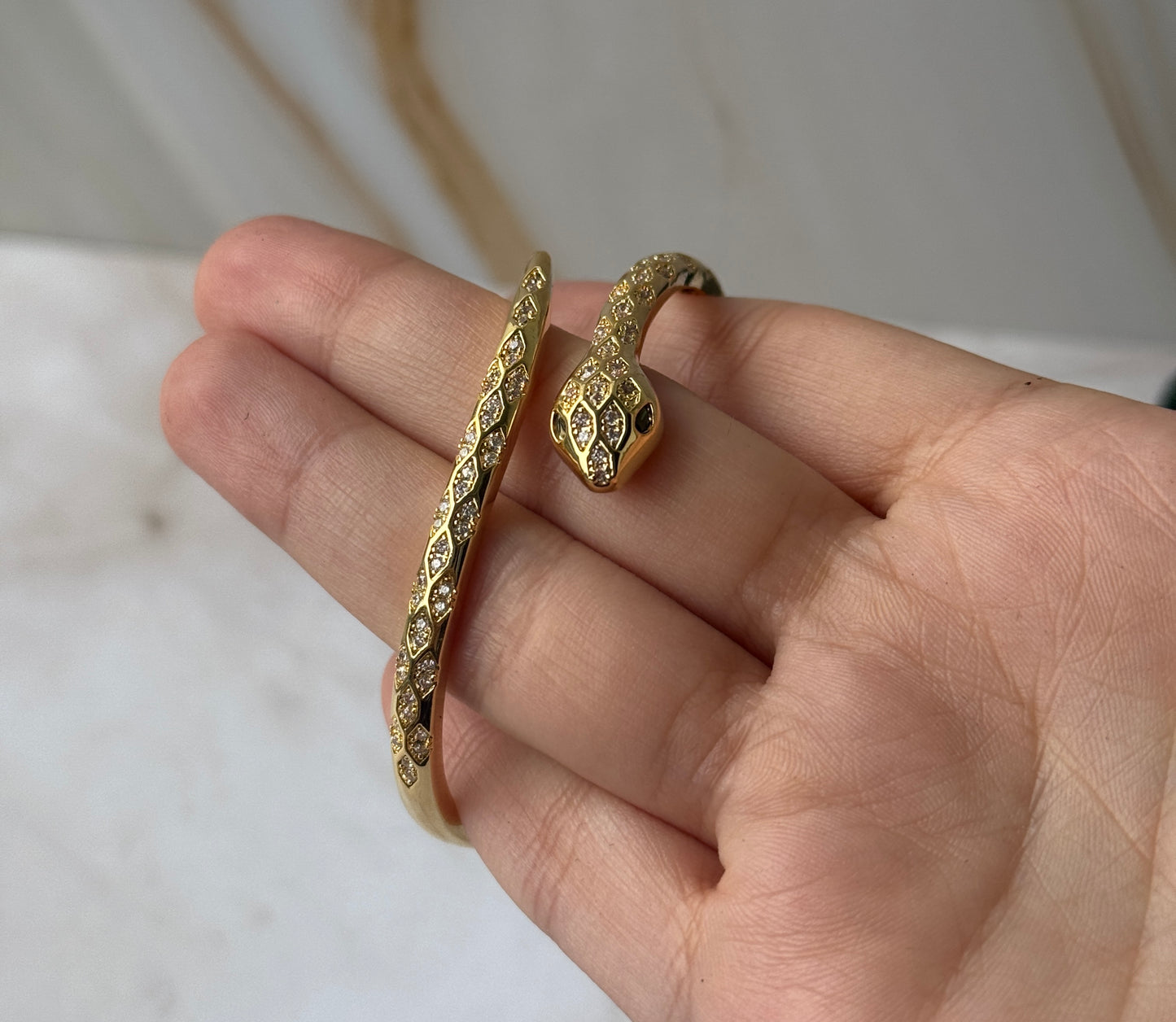 Gold Vintage Snake Cuff Bracelet