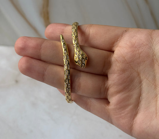 Gold Vintage Snake Cuff Bracelet
