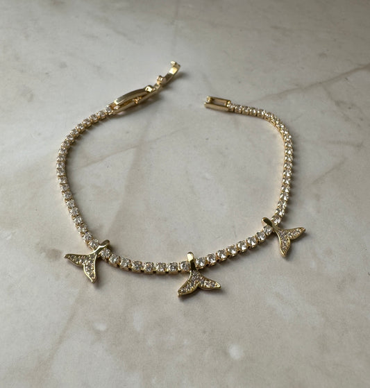 Whale Tail Tennis Bracelet 925 Silver / 18K Gold Plated – CZ Ocean Charm Bracelet