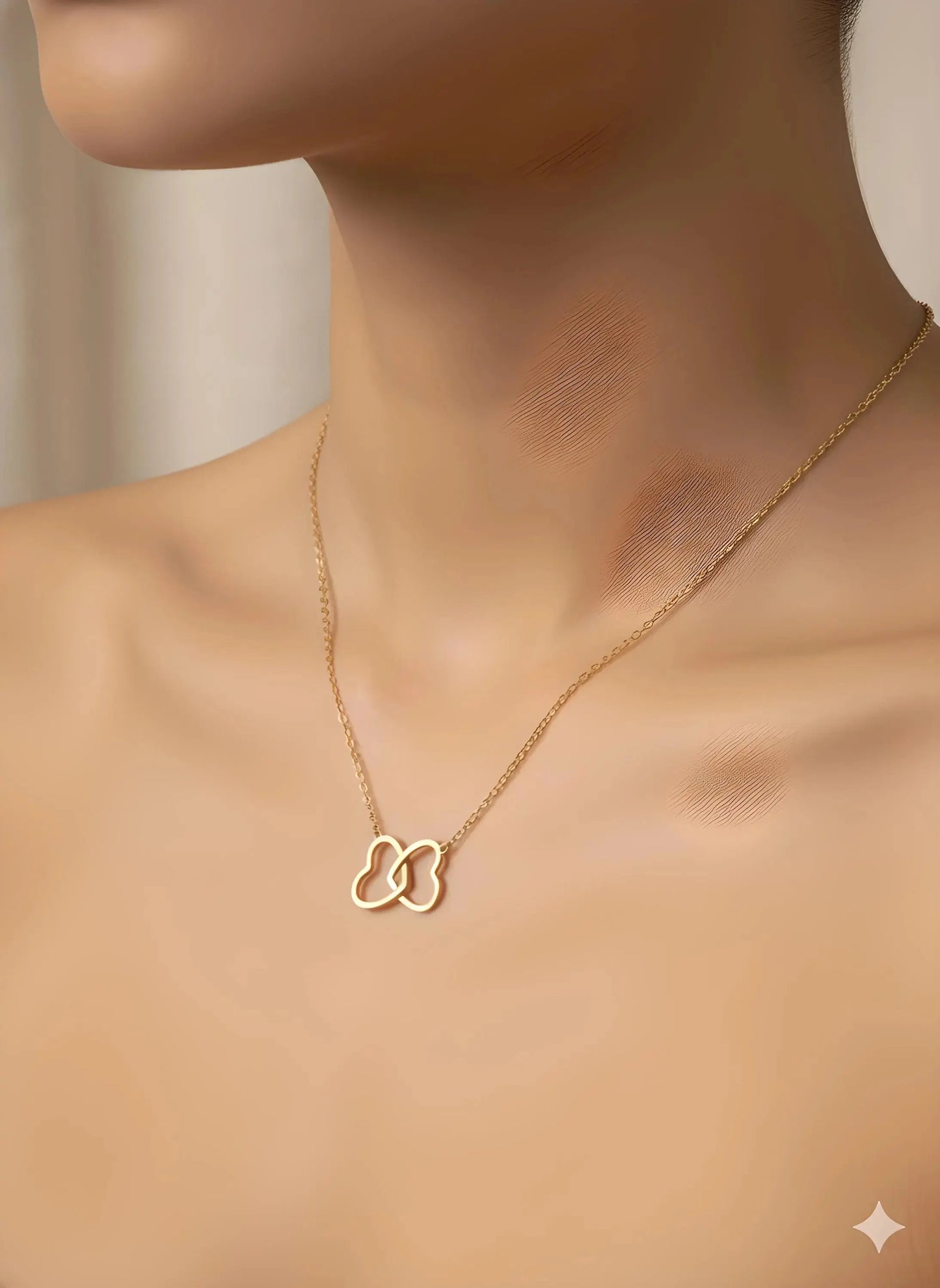 Double Hollow Heart Necklace, 18k Gold Plated - AurviJewelry