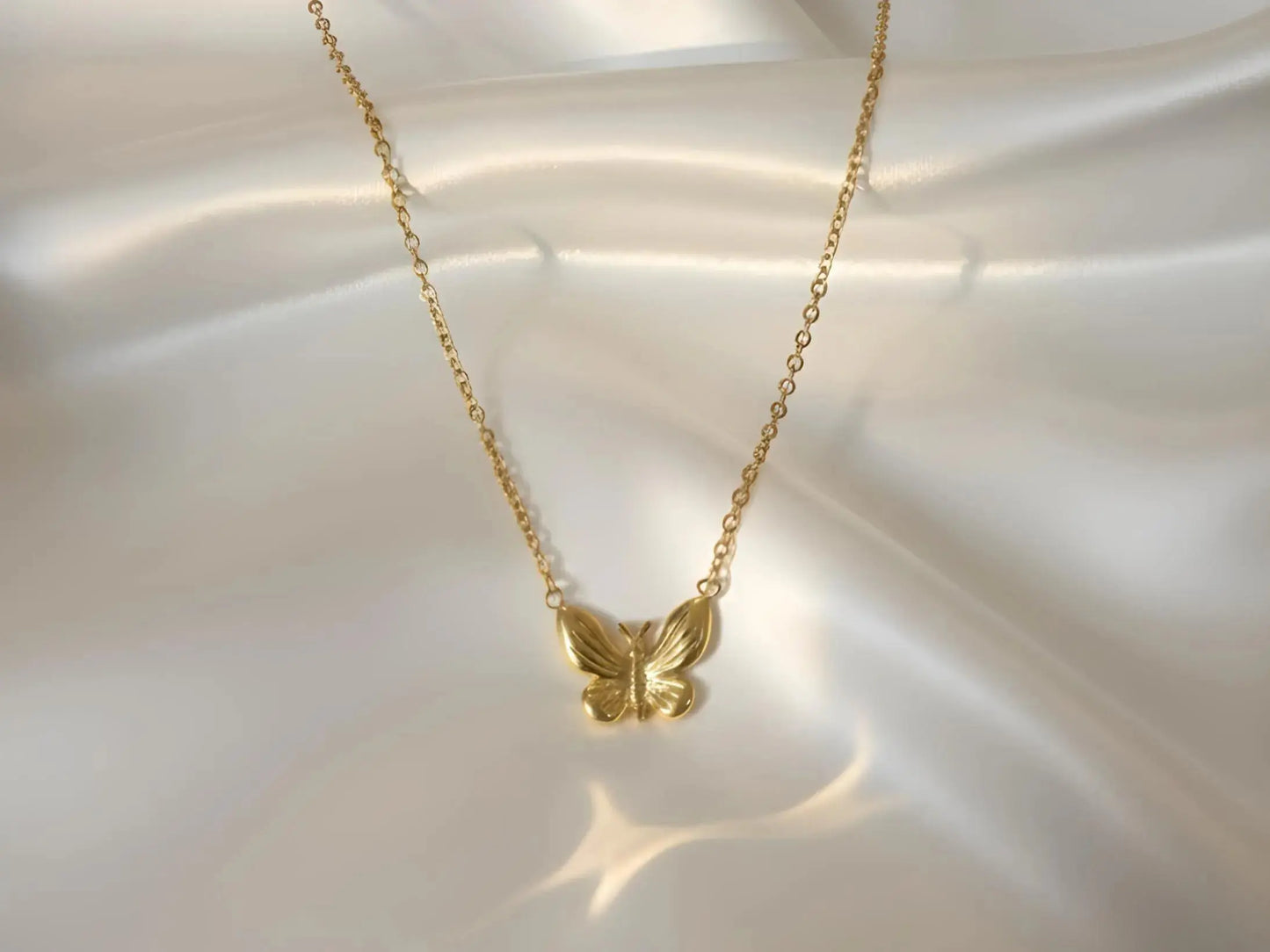 Small Butterfly Necklace, 18K Gold Plated - AurviJewelry