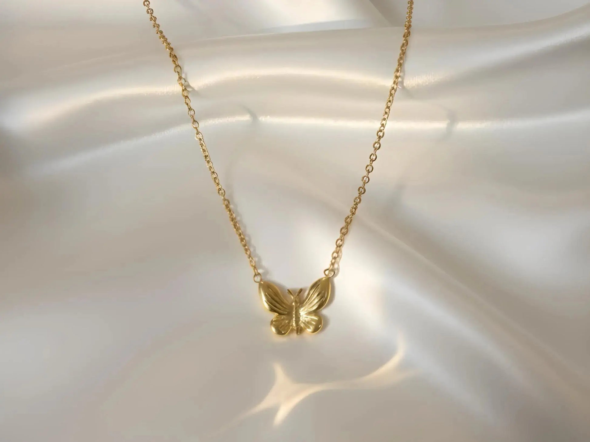 Small Butterfly Necklace, 18K Gold Plated - AurviJewelry