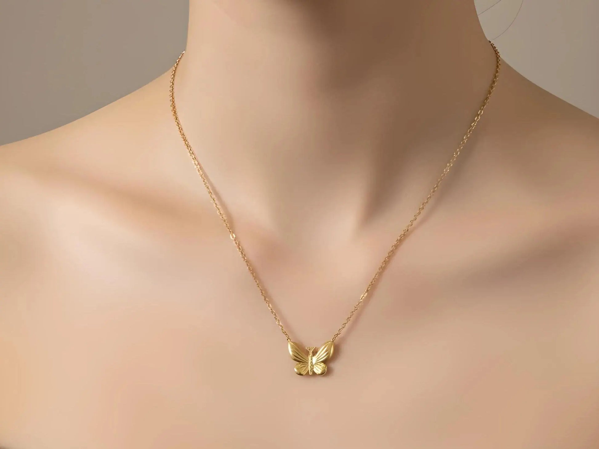 Small Butterfly Necklace, 18K Gold Plated - AurviJewelry